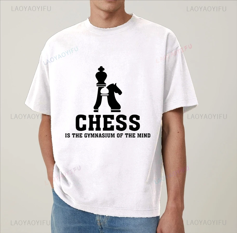 Chess Fashion Printed Men's T-shirt, Everyday Casual Streetwear, Spring Summer Men's Top Cotton 0 Neck T-shirt