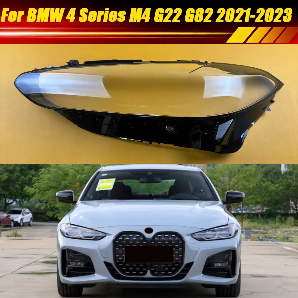

For BMW 4 Series M4 G22 G82 2021 2022 2023 Front Headlight Cover Lampshade Lamps Headlamp Shell Plexiglass Replace Original Lens