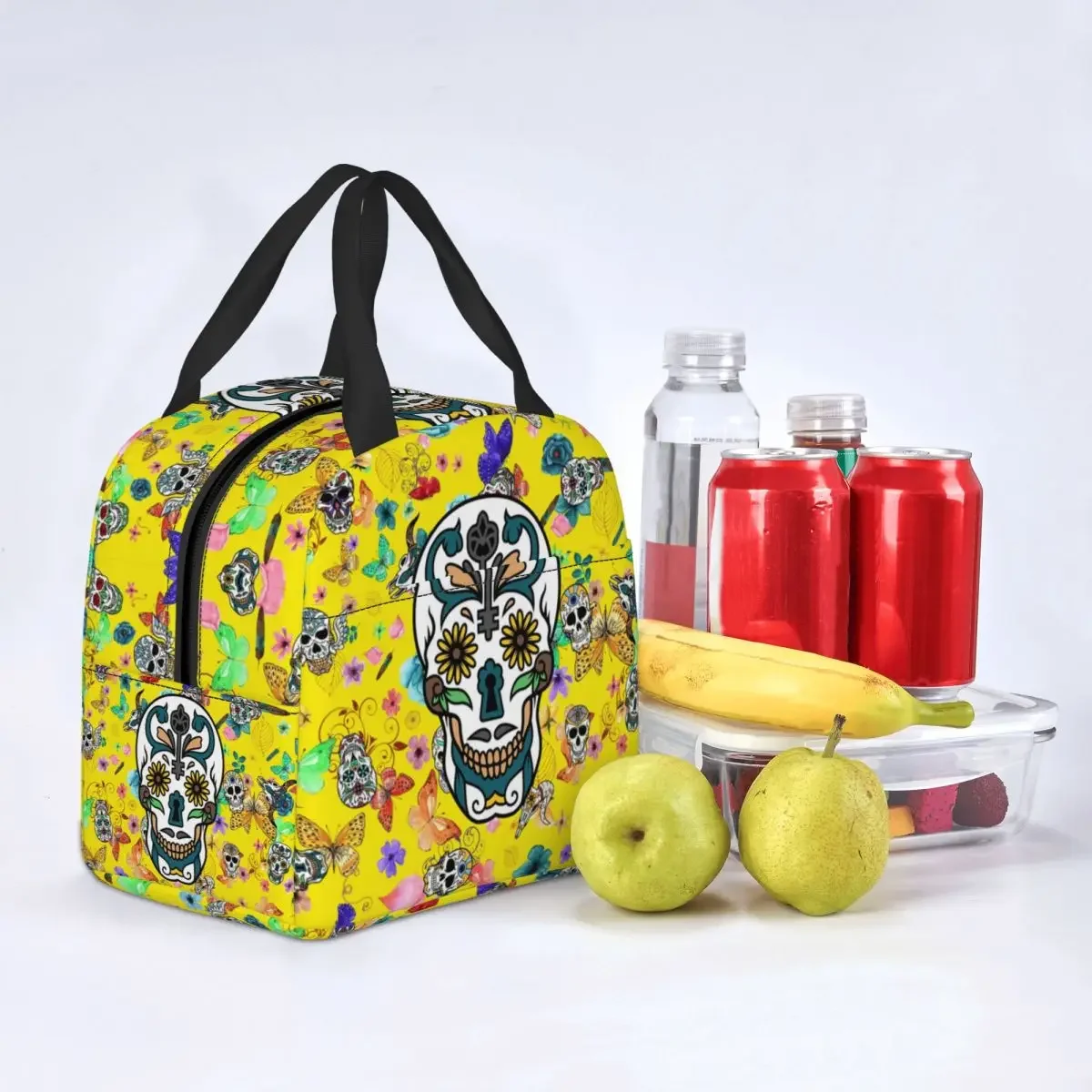 Sugar Skulls Day Of The Dead Lunchbox voor dames Kleurrijke skelet gotische koeler Thermische voedsel geïsoleerde lunchtas Kantoorwerk