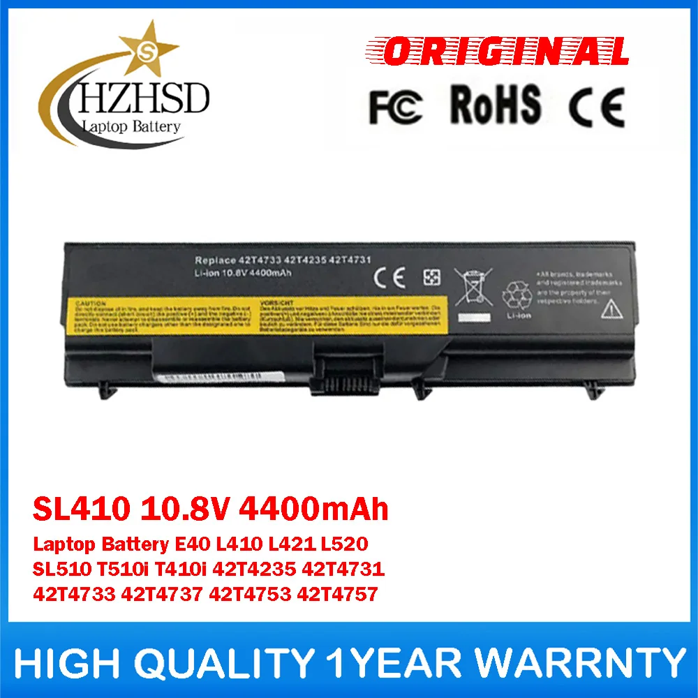 SL410 10.8V 4400mAh Genuine Original Laptop Battery For Lenovo E40 L410 L421 L520 SL510 T510i T410i 42T4731/33 42T4235 42T4737