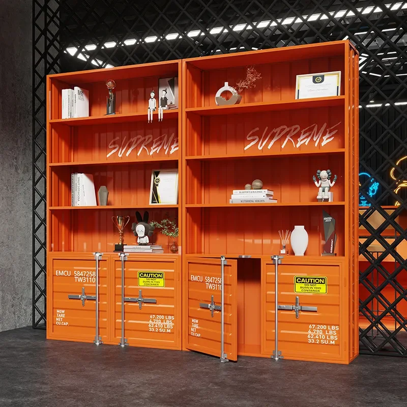 Industrial Iron Display Cabinet Storage Rack Wine Shelf Commercial Showcase Trendy Store Sample Stand Metal Organizer Unit