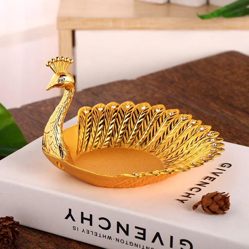 

Metal Swan Candy Fruit Plate Snack Dish Golden Fruit Plate Hotel KTV Small Fruit Tray Golden Home