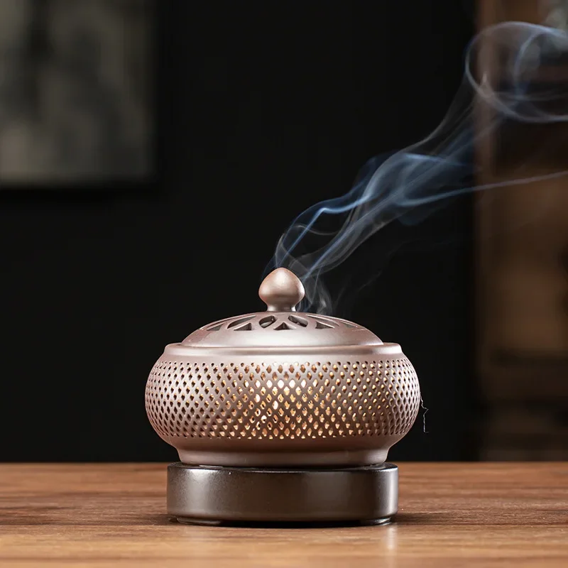 Purple Sand 110V/220V Plug-in Sandalwood Powder Electricity Incense Burner Ceramic Timing Reed Diffuser Essential Oil Furnace