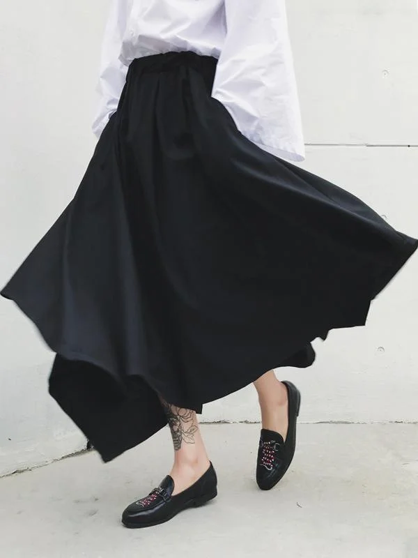 

Trendy Men's k Sle Retro Bla Casual Pants Loose Nine-Piece Asymmetrical Skirt Pants Breathable Polyester Fiber