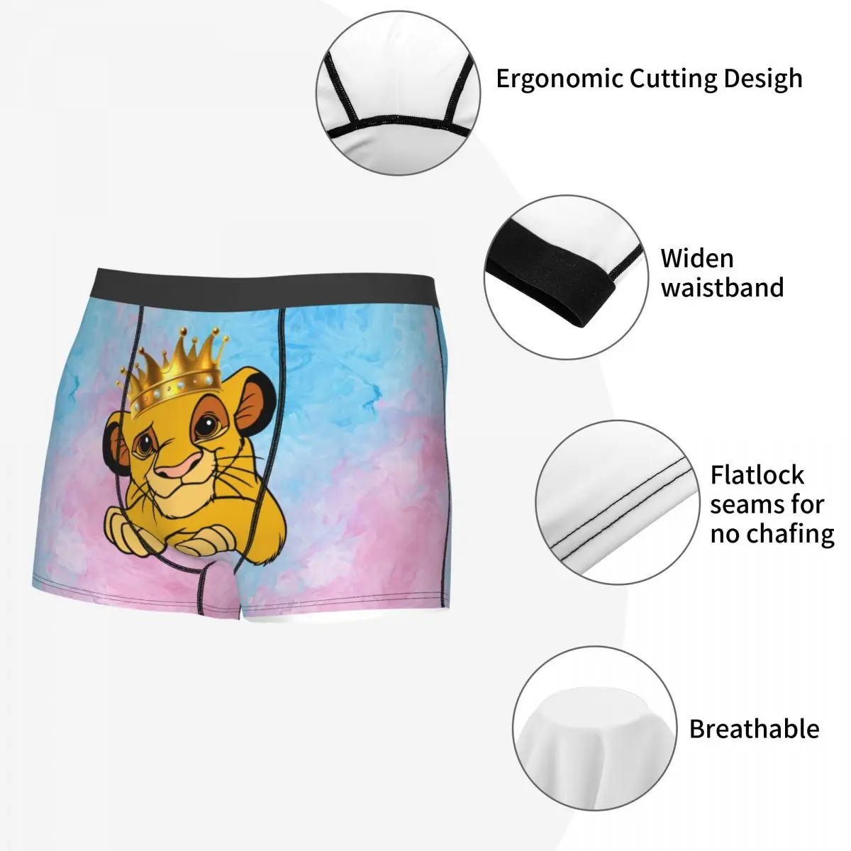 Calzoncillos Boxers personalizados del Rey León Simba Cub, calzoncillos de dibujos animados para hombre, ropa interior, calzoncillos geniales