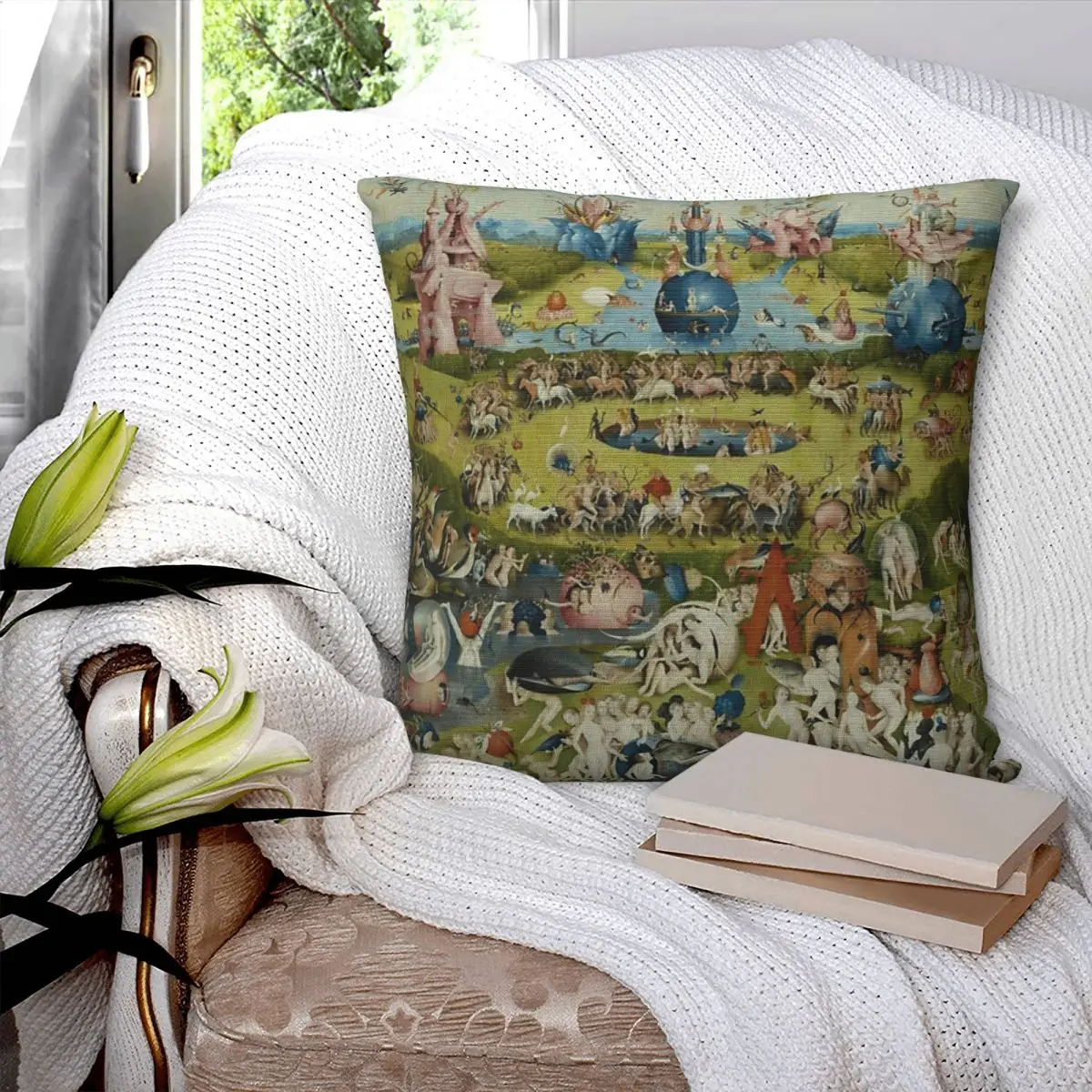 BOSCH, Hieronymus - Triptych Of Garden Of Earthly Delights Square Pillowcase Pillow Cover Comfort Throw Pillow for Home Car