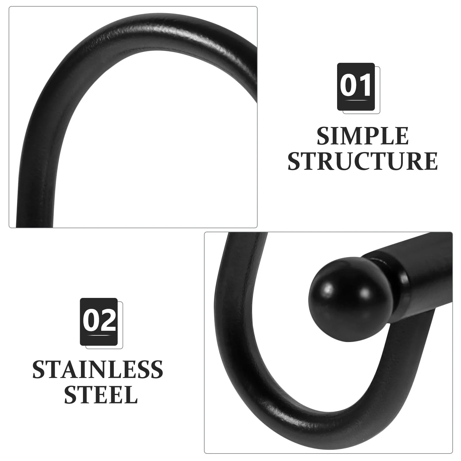 

12Pcs Bath Curtain Hooks Stainless Steel S Shaped Shower Curtain Hangers Rust Resistant Metal Hooks for Bathroom Decor