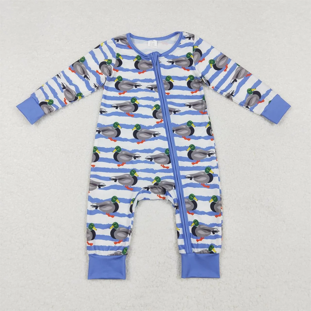 

Wholesale Children Baby Boy Duck Romper Kids Infant Zipper Toddler Blue Stripes Newborn Coverall Bodysuit One-piece