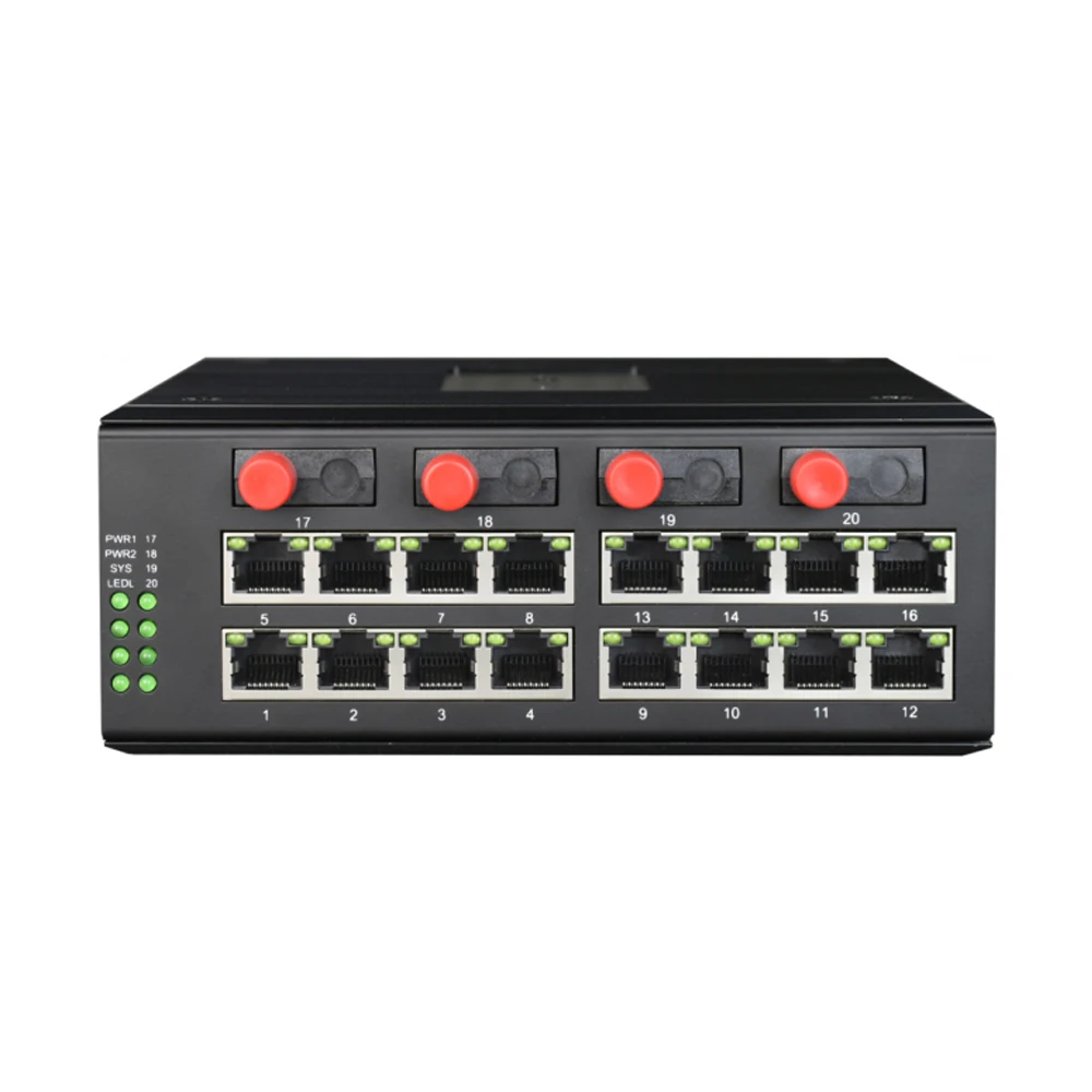 Din Rail Managed Gigabit Ethernet Switch L2 16 Port Industrial Switch With 4 SFP