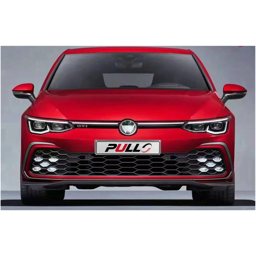 

car accessories for Golf 8 to GTi including front and rear bumper assembly with grille,side skirts and fog lamps