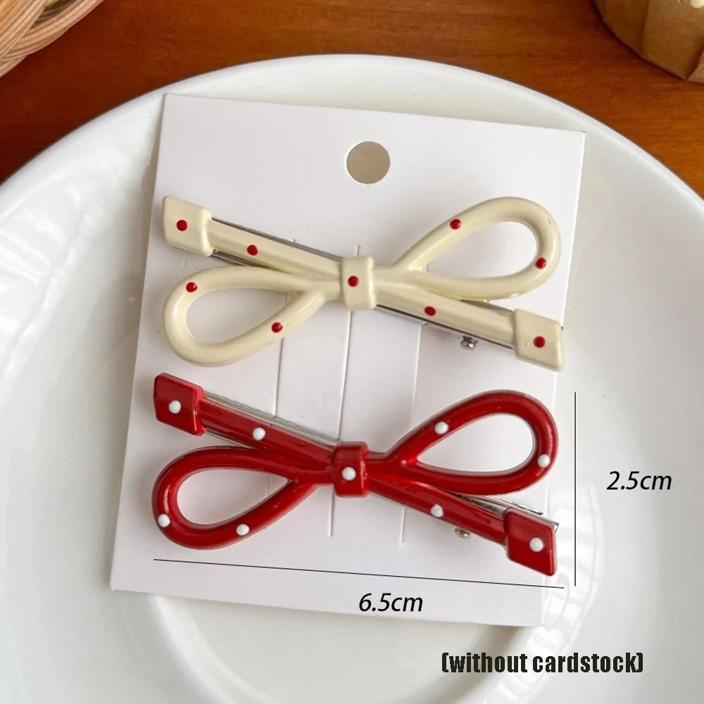 Fashion Red Retro Hair Clip Polka Dot Headdress Bowknot Hairpin Seamless Side Clip Hair Styling Accessories