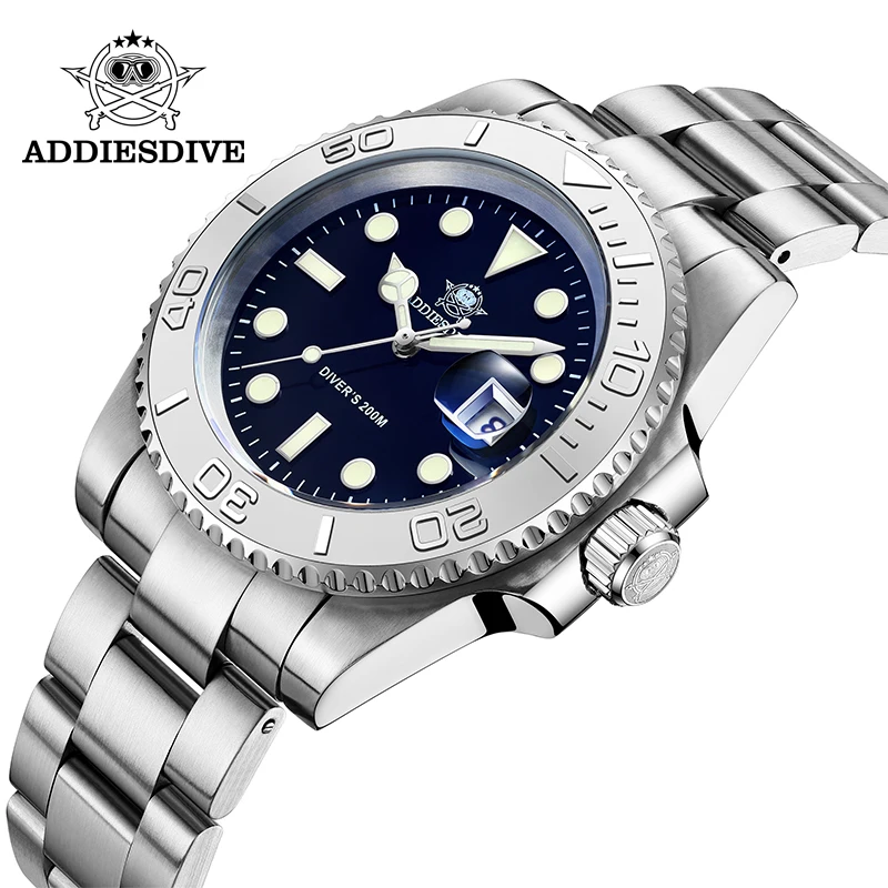 

ADDIESDIVE Fashion Quartz Men's Watches Stainless Steel Bezel 41mm 20ATM Water Resistant Super Luminous Dive Date Clock Reloj