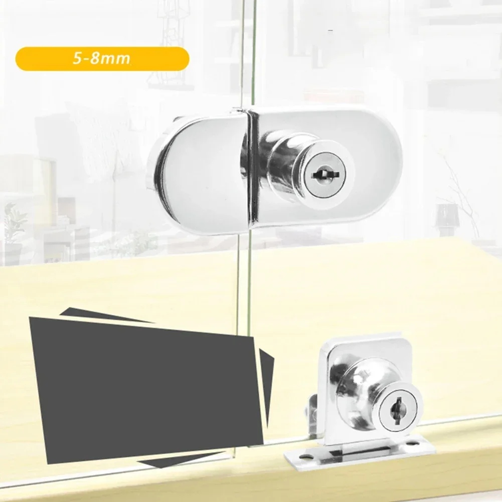 Glass Door Lock Punch-free Display Cabinet Double Door Lock Keys Zinc Alloy Glass Push Door Locks Easy To Install