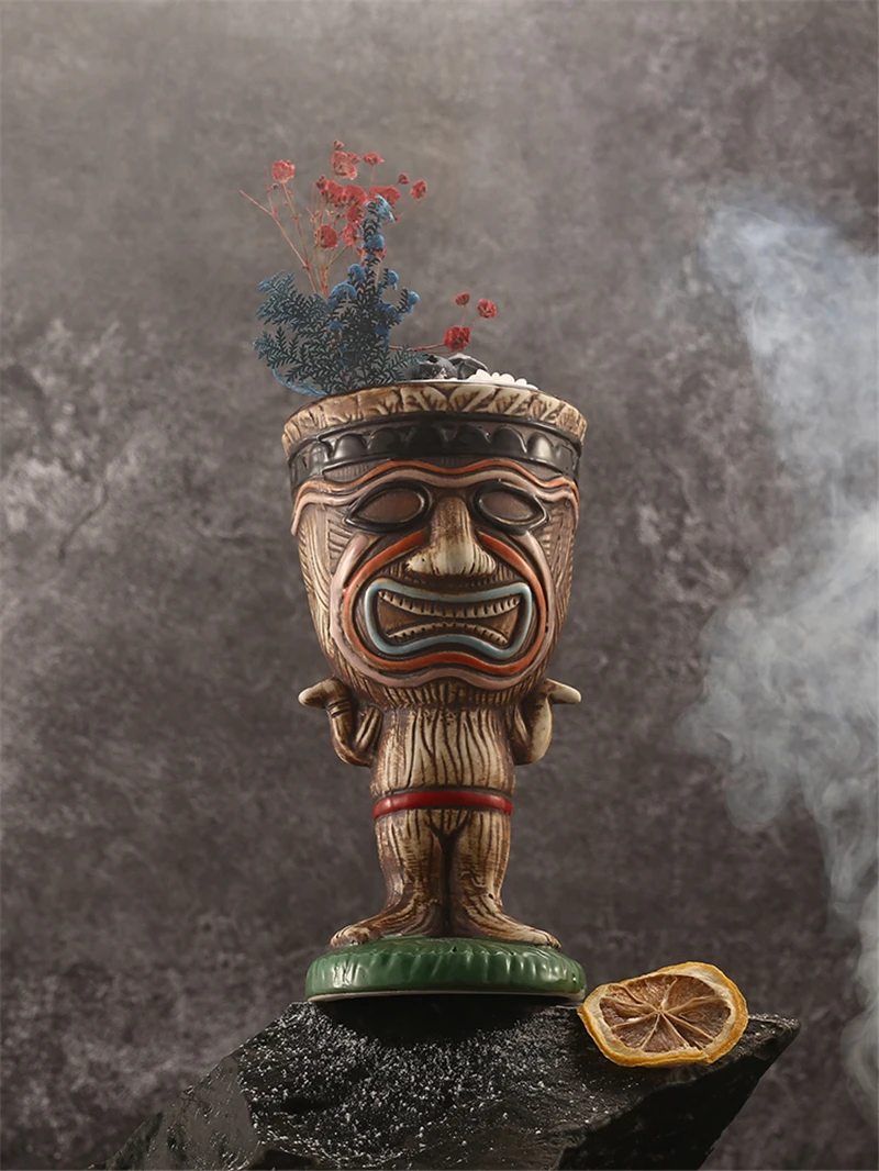 

260ml Ceramic Tiki Mug Creative Porcelain Beer Wine Mug Cup Bar Tools