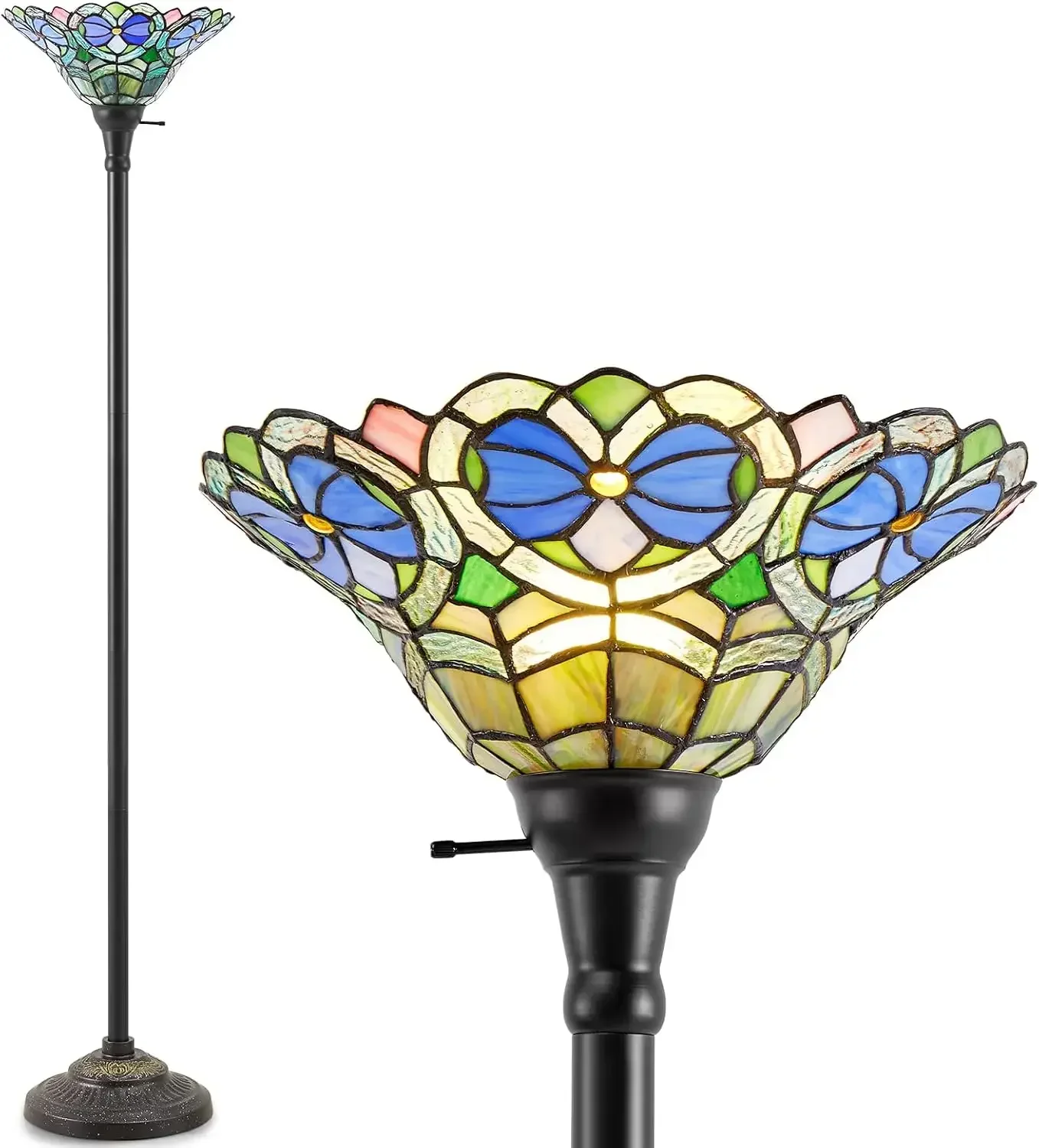 

Luvkczc Tiffany Torchiere Floor Lamp - 70" Victorian Stained Glass Lamp Antique Tiffany Style Standing Light for Home,Office,Hot