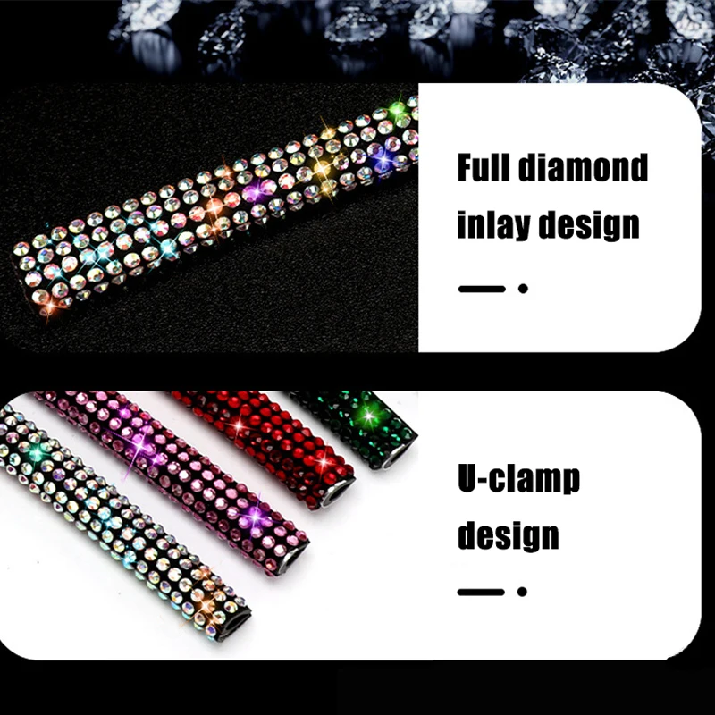 Diamond Car Air Conditioner Outlet Decorative Strips Universal U Shape Clip Rhinestones Grille Sticker Auto Interior Accessories