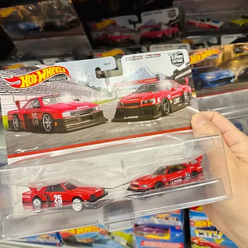 

New In Stock Genuine Hot Wheels Silhouette Double Car Set Nissan God Of War R34 Alloy Small Car Toys Iron Sole Rubber Tire Gifts