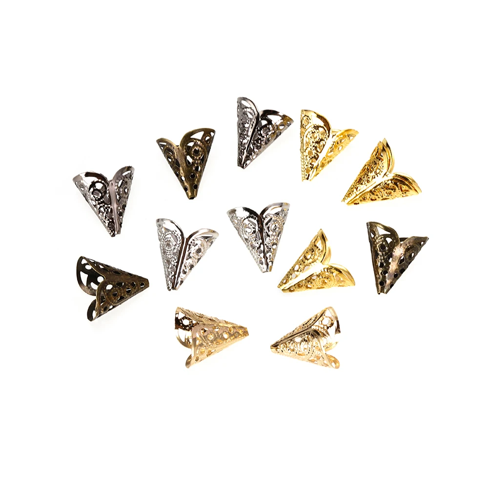 

50 pcs/pack DIY jewelry accessories materials two-leaf morning glory beaded hat headdress hairpin hollow retro flower piece