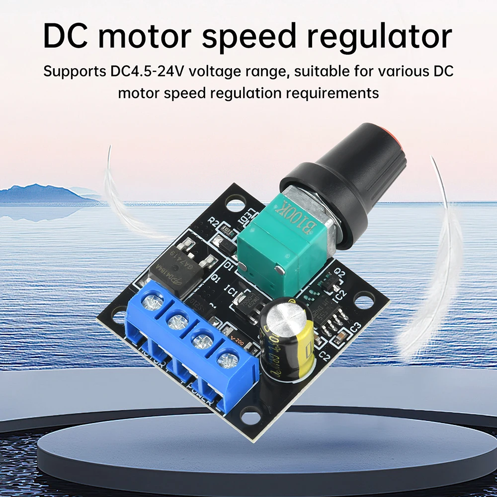 

DC 4.5-24V 2A DC Motor Speed Controller Fan Speed Regulator Brush Motor Control Module with Switch LED Dimmer Power Controller