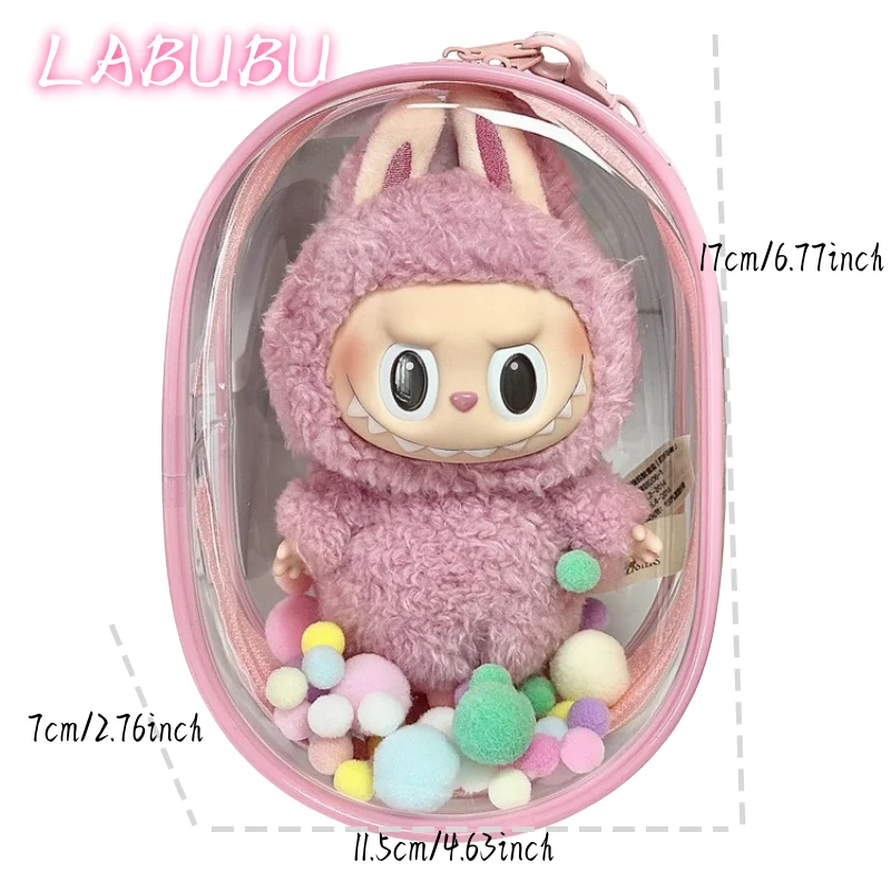 Labubu Outdoor Protective Cover Cotton Doll Sitting Bag Transparent Doll 17cm Dustproof Drying Outdoor Dust Removal Protection