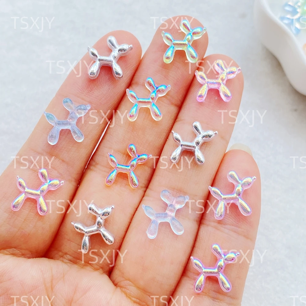 100 Uds nuevo arte de uñas mixto lindo Mini globo de colores de dibujos animados encantos de cachorros diamantes de imitación DIY artesanía para decoraciones 3D de uñas