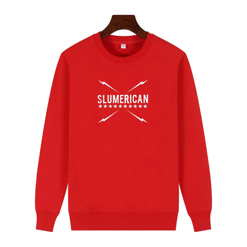 Slumerican Flagship Store Logo Barbershop Lifestyle Music Fleece Round Neck Hoodie Cotton Thick Sweater Hoodie Men's Sportswear