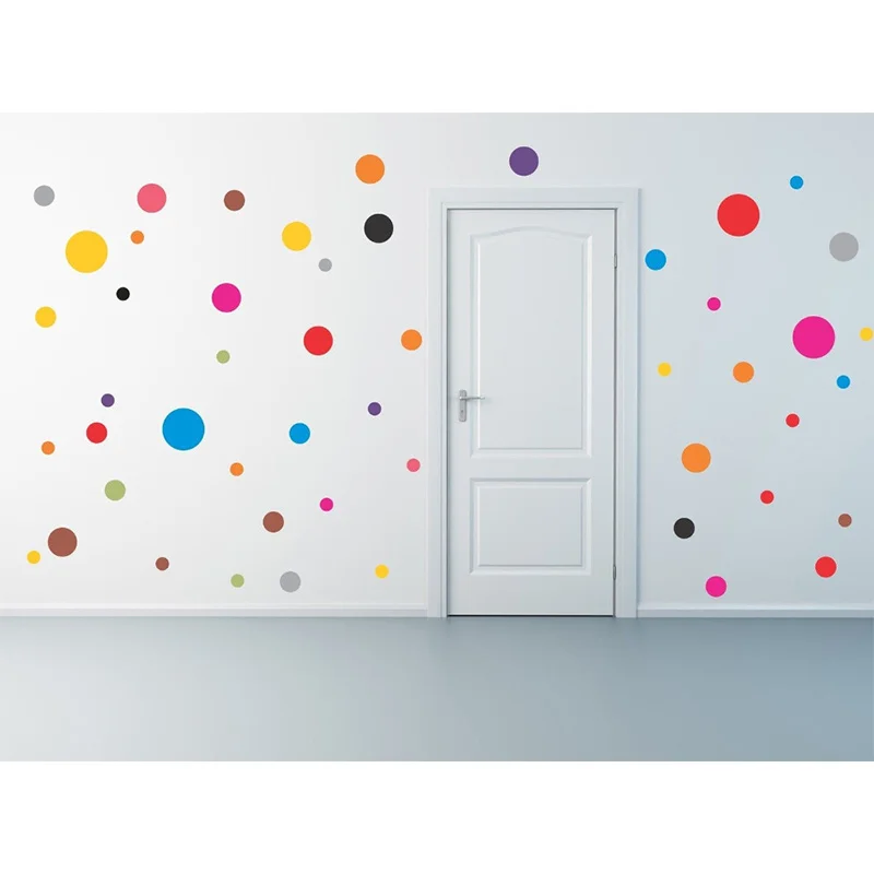 Shiny Rose Yellow Polka Dots Wall Stickers Circles DIY Stickers For Kids Room Baby Nursery Room Home Decoration Wall Decals Viny