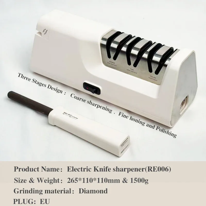 

New 2026 RISAM Electric Knife Sharpener 360/600/1000# Diamond Professional Kitchen Sharpening System 4Stage Scissors Sharpeners