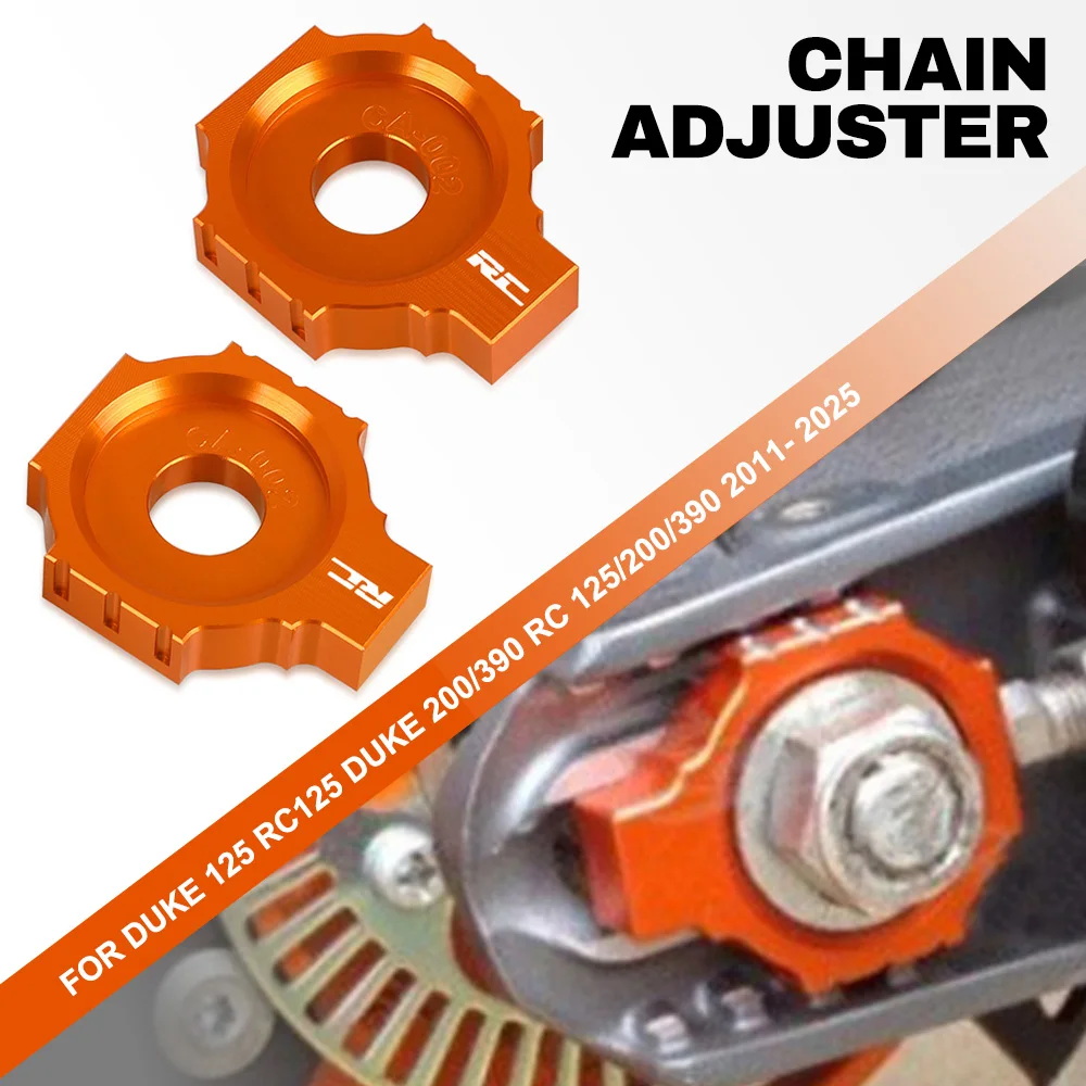 

For Duke 125 RC125 Duke 200/390 RC 125/200/390 2011-2023 2024 2025 Motorcycle Rear Axle Blocks Chain Adjuster Block Tensioner