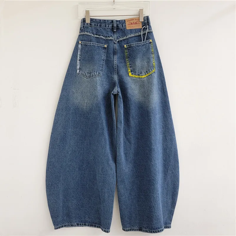 2026 New Autumn Hand-drawn Colored Graffiti Letters Wide Leg Jeans Women All-match High Waist Streetwear Straight Denim Pants