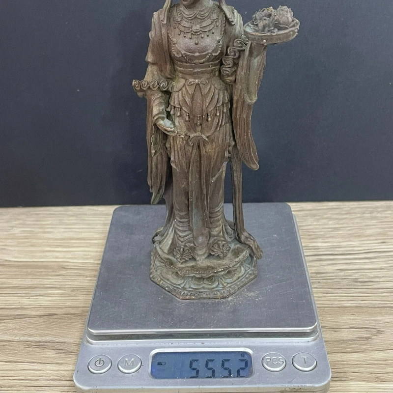Antique Bronze Guanyin Bodhisattva Creative Home Garden Living Room Entrance Decoration Miniature Worship Statue Crafts Gifts