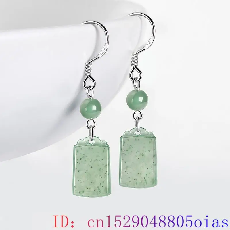 Anting-anting giok Myanmar asli batu perhiasan alami Jadeite Tiongkok batu mode zamrud Vintage 925 Aksesori Talisman pesona perak