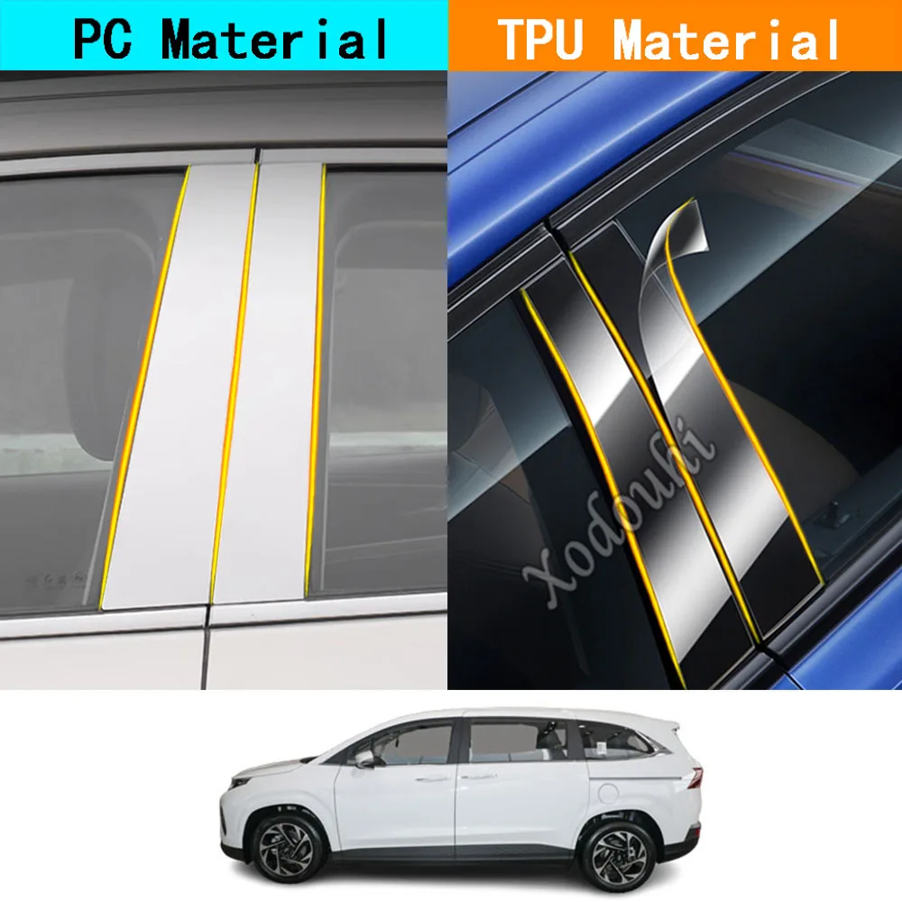 Car TPU/Glossy Mirror Pillar Post Cover For Hyundai Custo 2020 2021 2022 2023 2024 Door Trim Window Molding Stickers Accessories