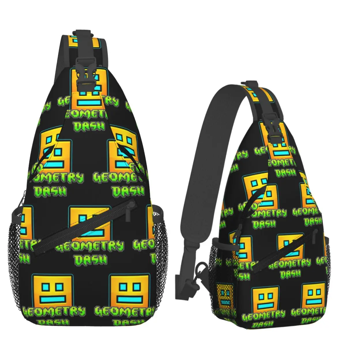 

Нагрудная сумка с геометрической формой видеоигры, мужской рюкзак через плечо на слинге, нагрудная сумка, дорожный походный рюкзак, сумка на плечо
