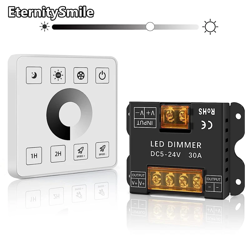 30a High Power Ijzer Shell Rgb Cw Kleur Led Dimmer Controller DC5-24V 150W 350W Rf Full Touch Draadloze Afstandsbediening Paneel