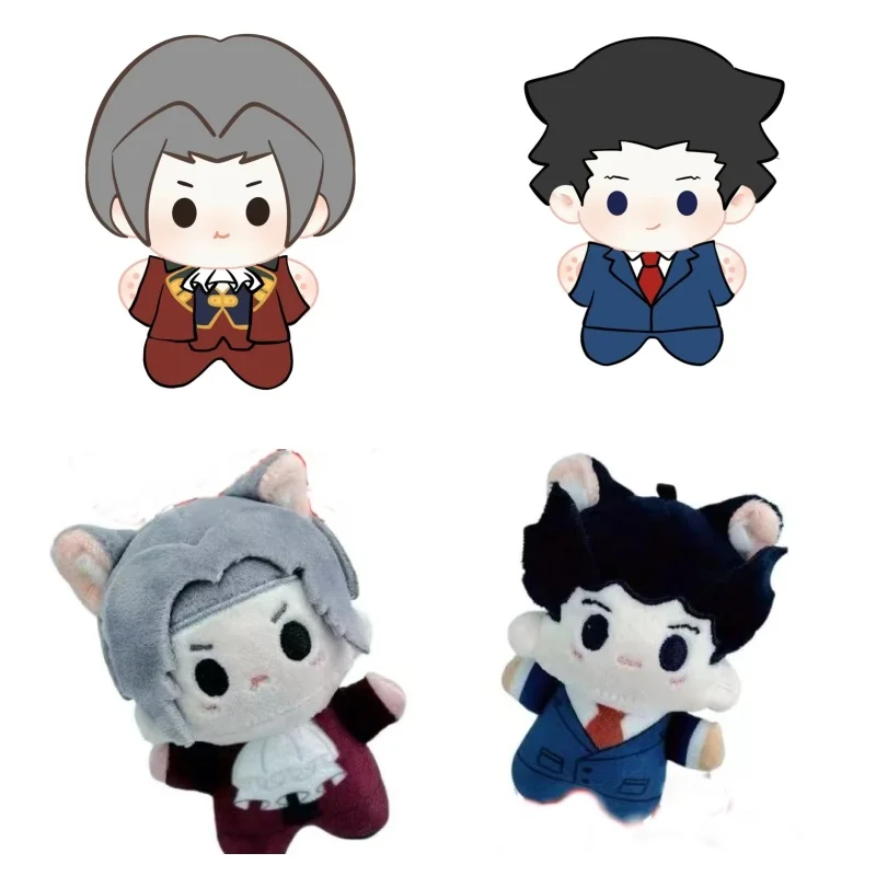 Ensemble de peluches Ace Attorney, Phoenix Wright Miles Edgeworth, jouet en peluche mignon de 10 cm, cadeau de merchandising de jeu d'anime pour les fans