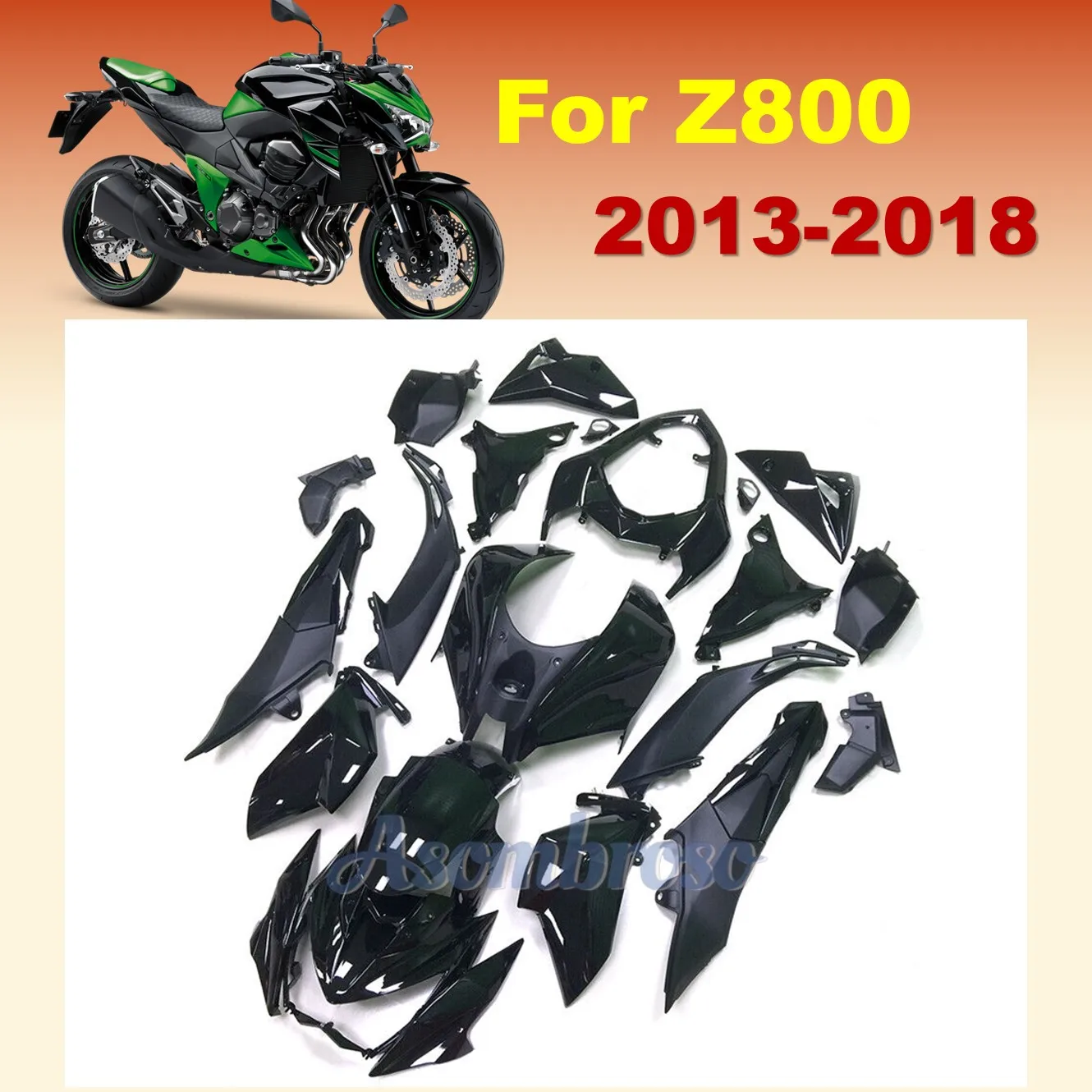 Fairings لـ Z800 2013 2014 2015 2016 Z 800 13 14 15 16 أسود لامع للدراجات النارية مجموعة قوالب حقن هدية كاملة zxmt