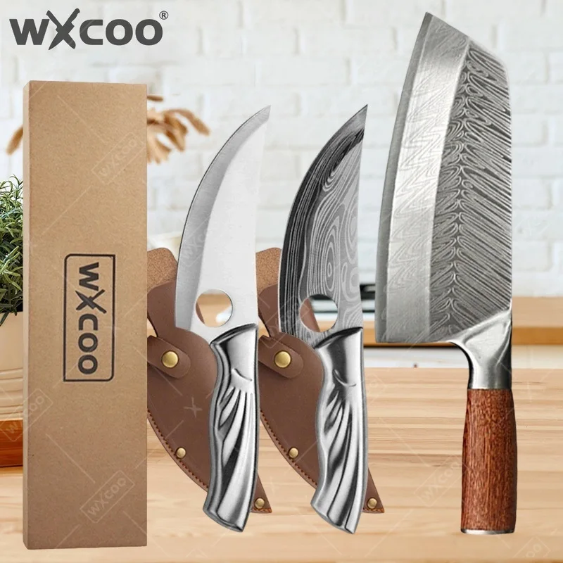 

WXCOO Kitchen Chef Knives Professional Meat Butcher Knife Stainless Steel Cutting Cleaver Fruit Vegetable Slicing Boning Knife