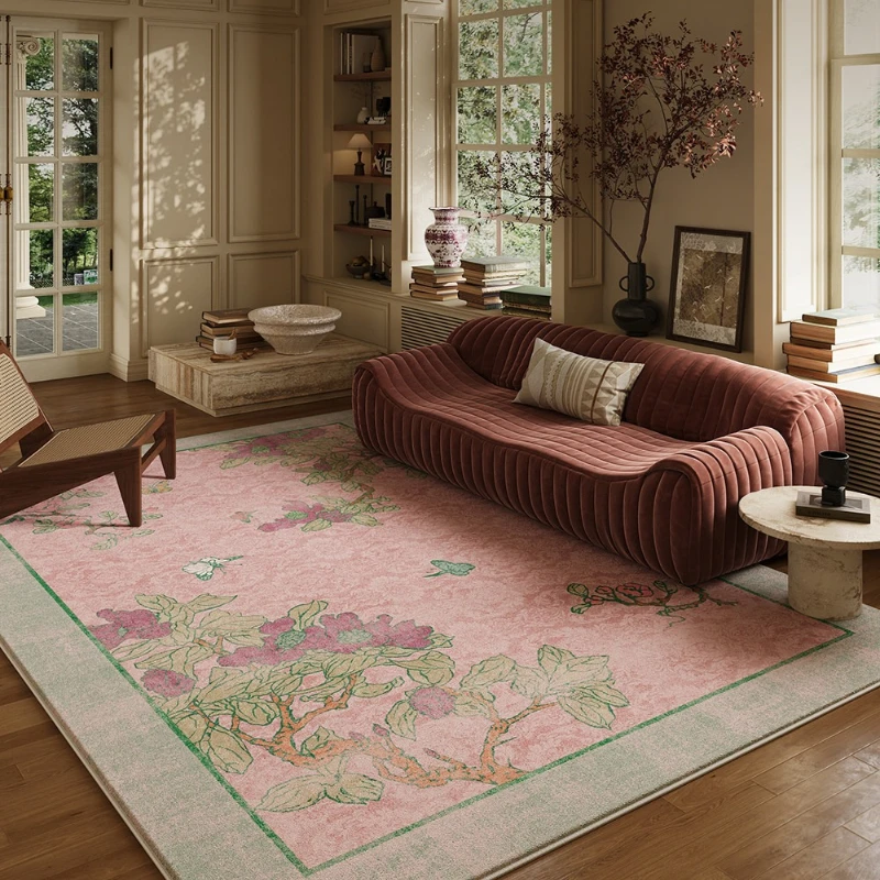 French Style Living Room Decoration Carpet Flower Pattern Rugs for Bedroom Fluffy Soft Study Floor Mat Thick Plush Cloakroom Rug