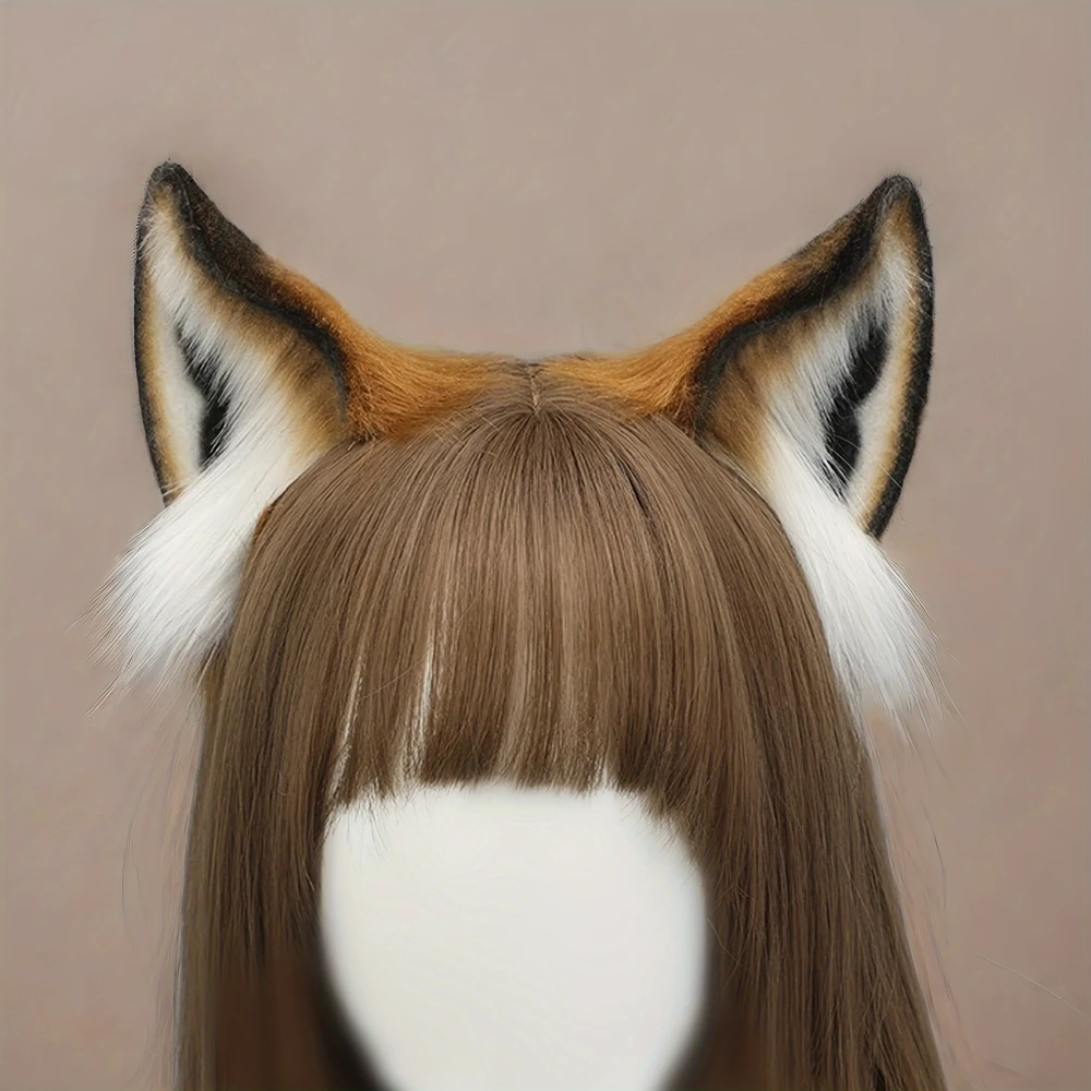 Cute Fluffy Faux Fox Ears, Realistic Ears Headband, Animal Hair Accessory, Perfect for Halloween Anime Cosplay Party Carnival