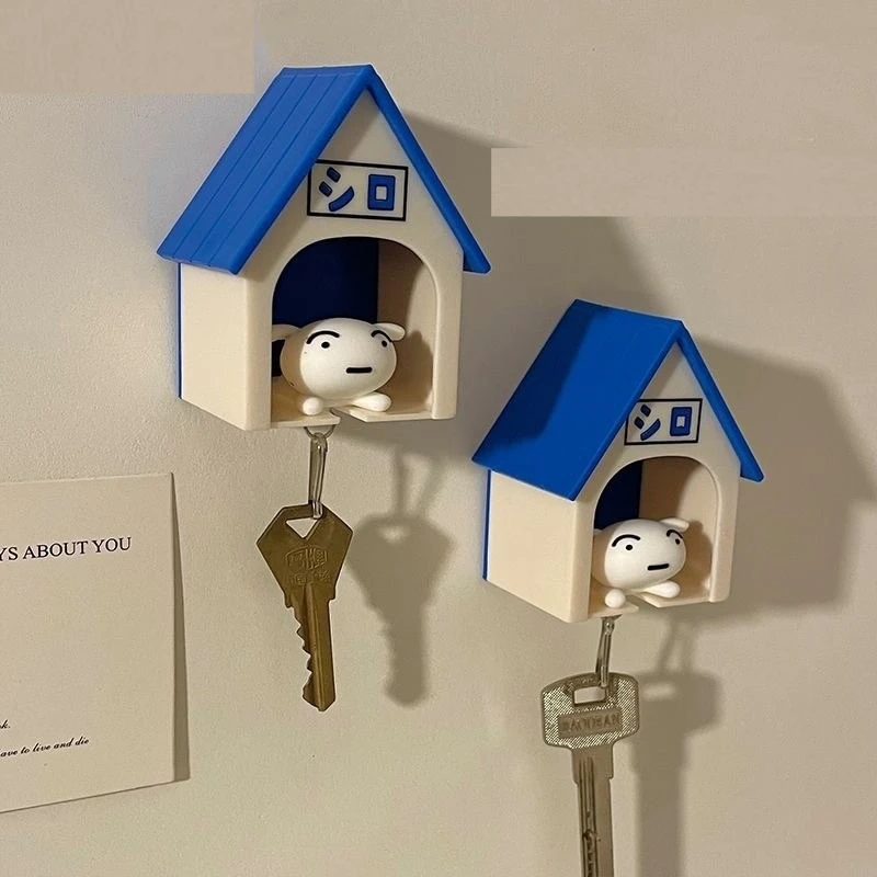 Crayon Shin-Chan Key Rack Nohara Shiro Keychain House Key Chain Wall Door Table Edge Use Anti-Loss Decoration Creative Doll Toy