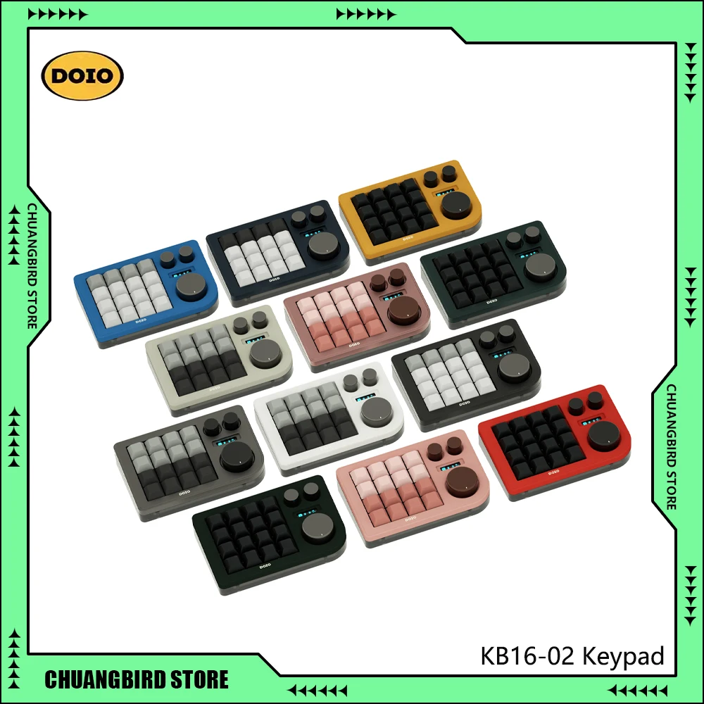 DOIO KB16-02 16Keys Designer Keypad Customized Bluetooth Type-C Dual-mode Wireless Mechanical Portable RGB Backlight Keyboards