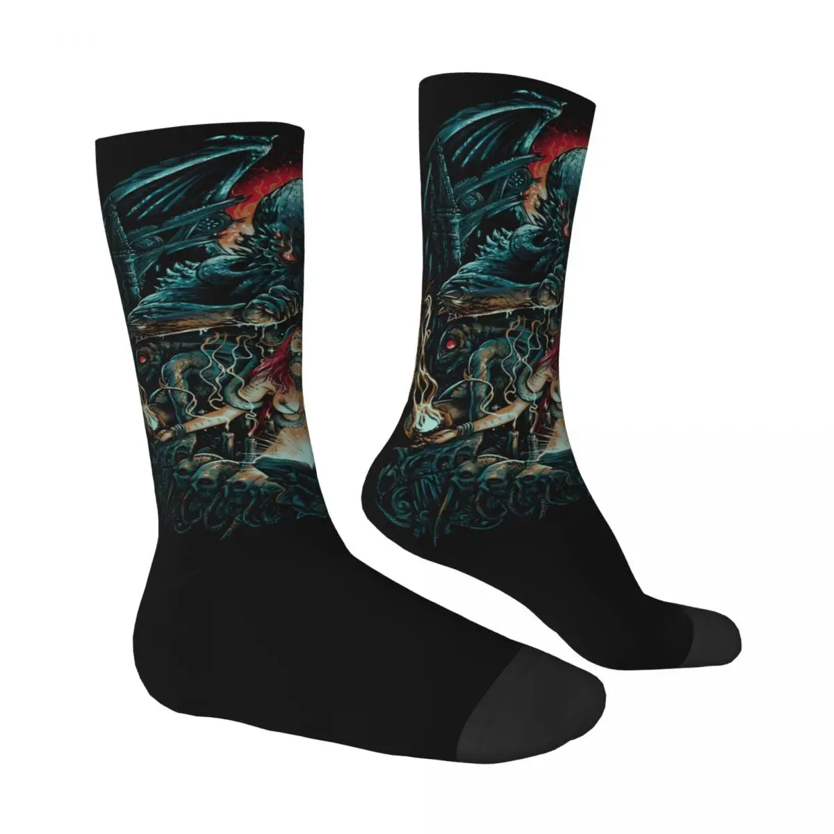 Cthulhu-calcetín de ceremonia para hombre, estampado, poliéster