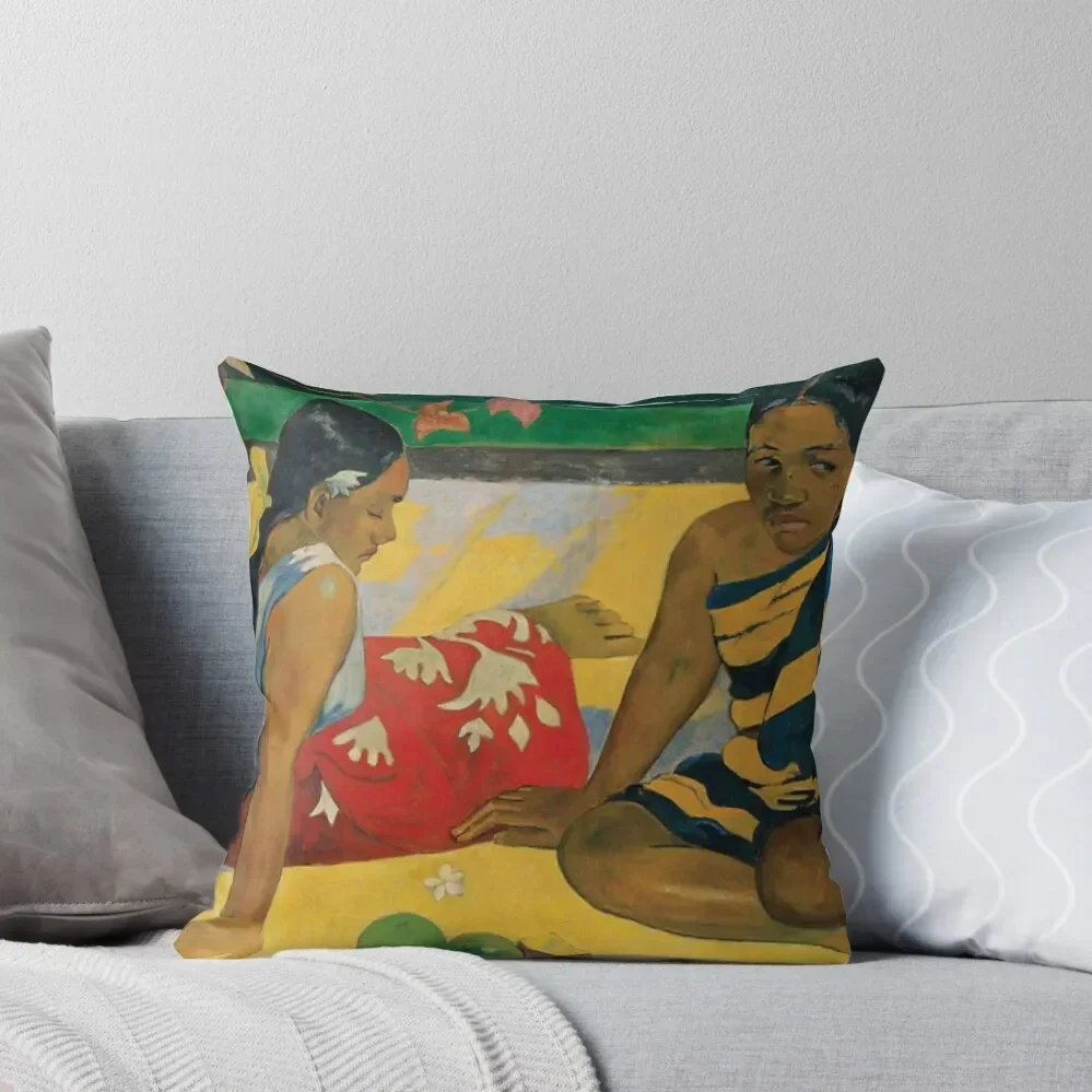 

Paul Gauguin - Parau Api. What News Throw Pillow Couch Cushions christmas supplies Cushion Child pillow
