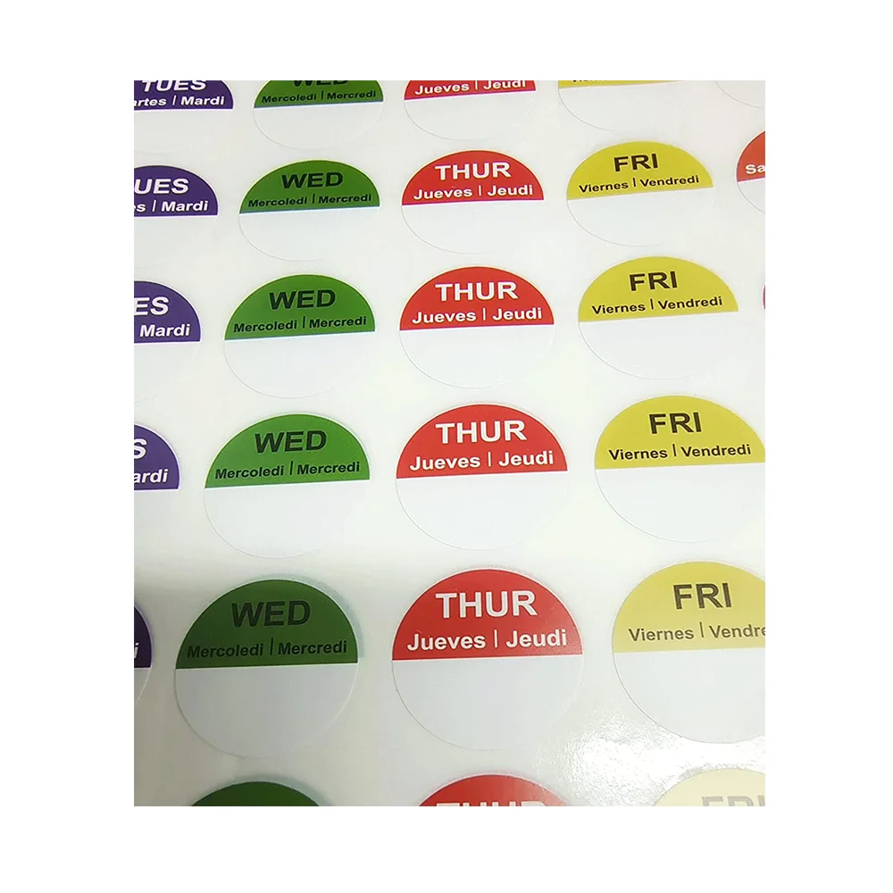 7 Days of The Week Labels  Color Coding Food Rotation   1 Inch Day of The Week stickers