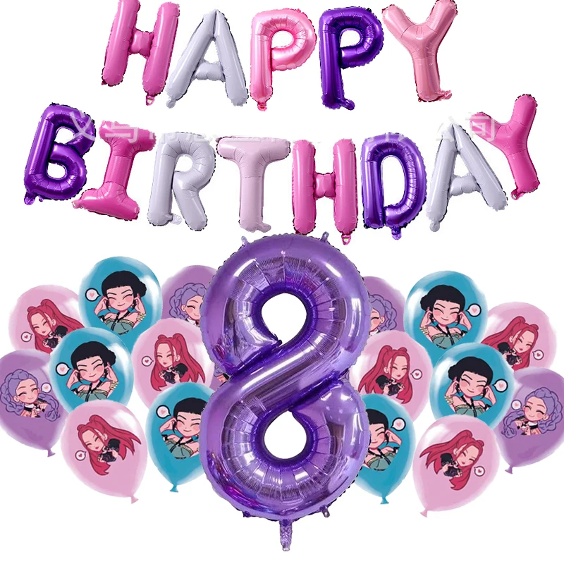 

Kpop Demon Hunters Birthday Balloons Number Balloon Suit Ballon Cartoon Birthday Party Supplie Decorative Tools Baby Shower Gift