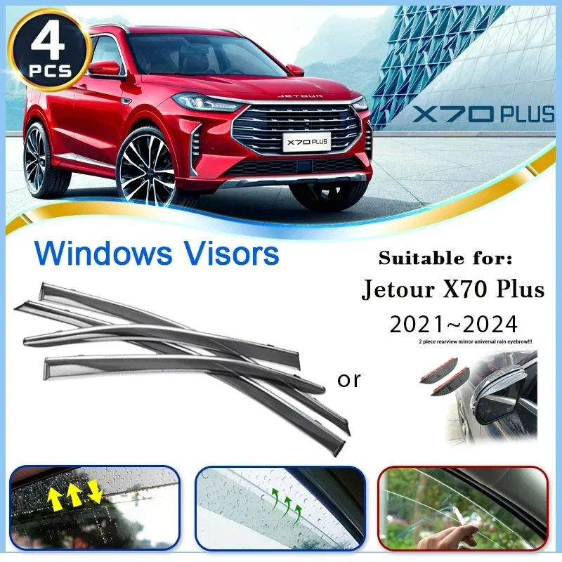 

Fit For Jetour X70 Plus 2021 2022 2023 2024 Car Window Visors Windows Wind Rain Visor Deflector Awning Shelters Auto Accessories