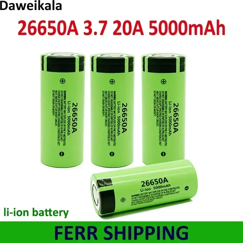 

2024 NEW 26650A 3.7V 5000mAh battery high capacity 26650 20A power battery lithium ion rechargeable battery for toy flashlight