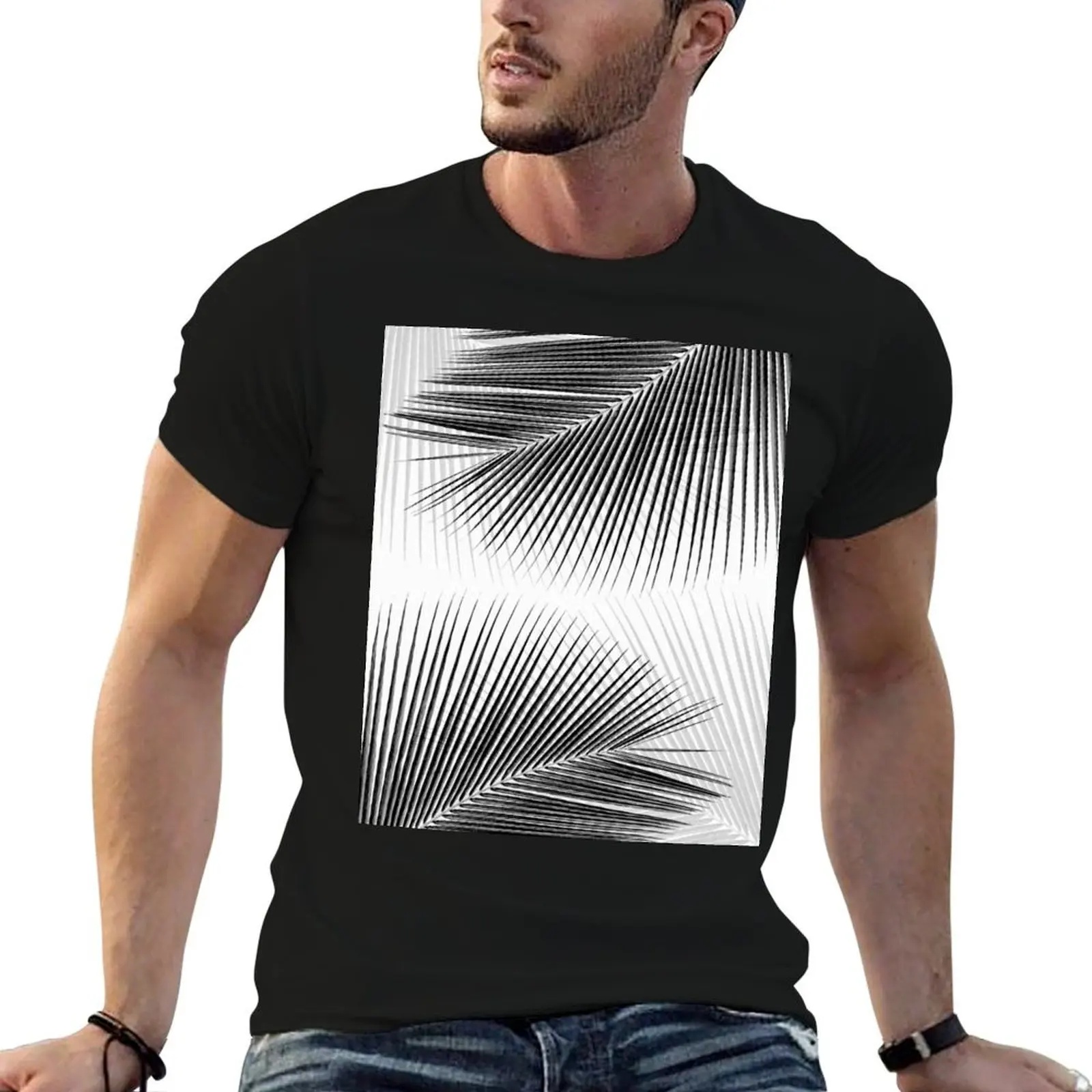 Palm leaf synchronicity - bw T-Shirt customs design your own aesthetic clothes mens workout shirts