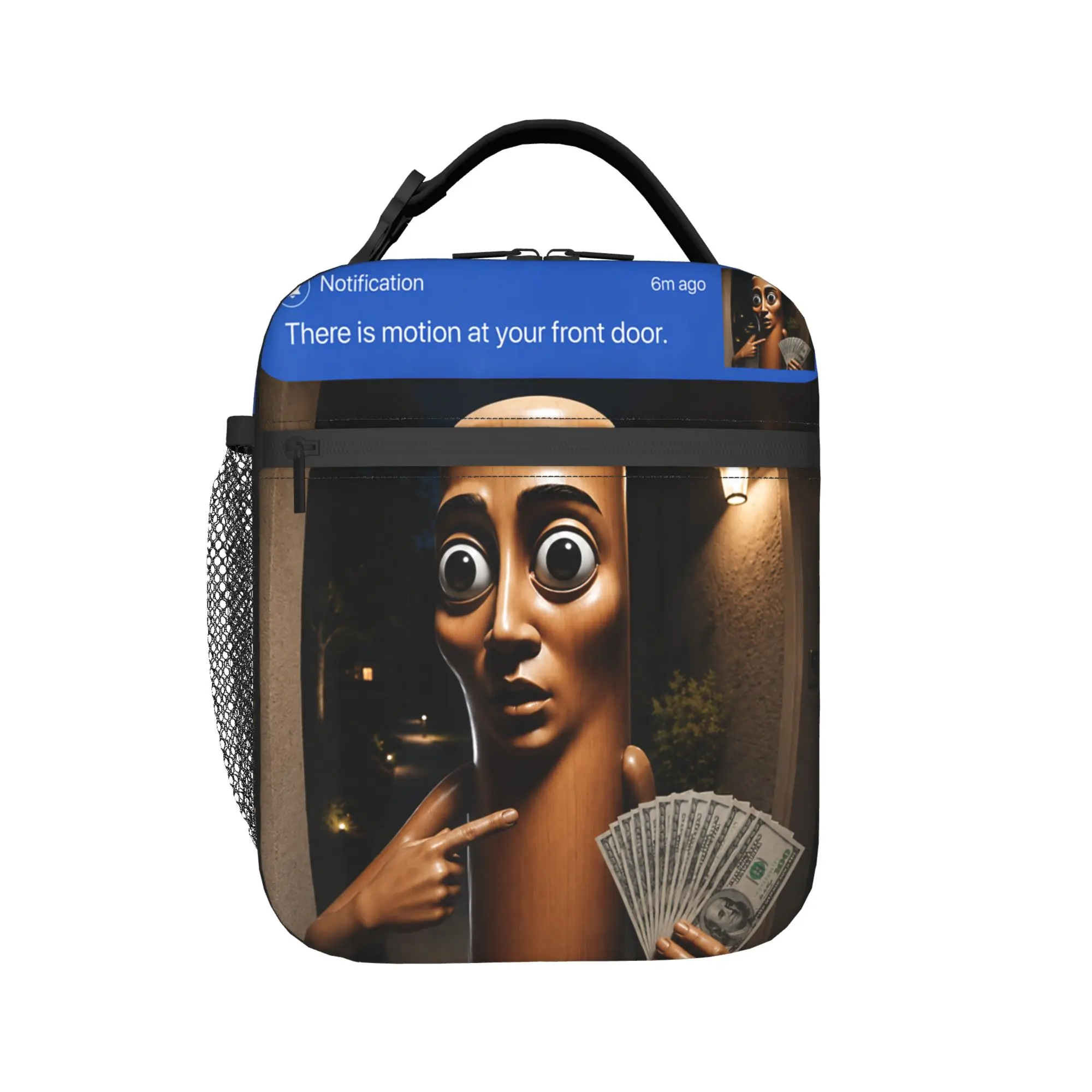 There is Motion at Your Front Tung Tung Tung Sahur Money Lunch Bag Travel Lunch Box For Child Fashion Print Thermal Lunch Bags